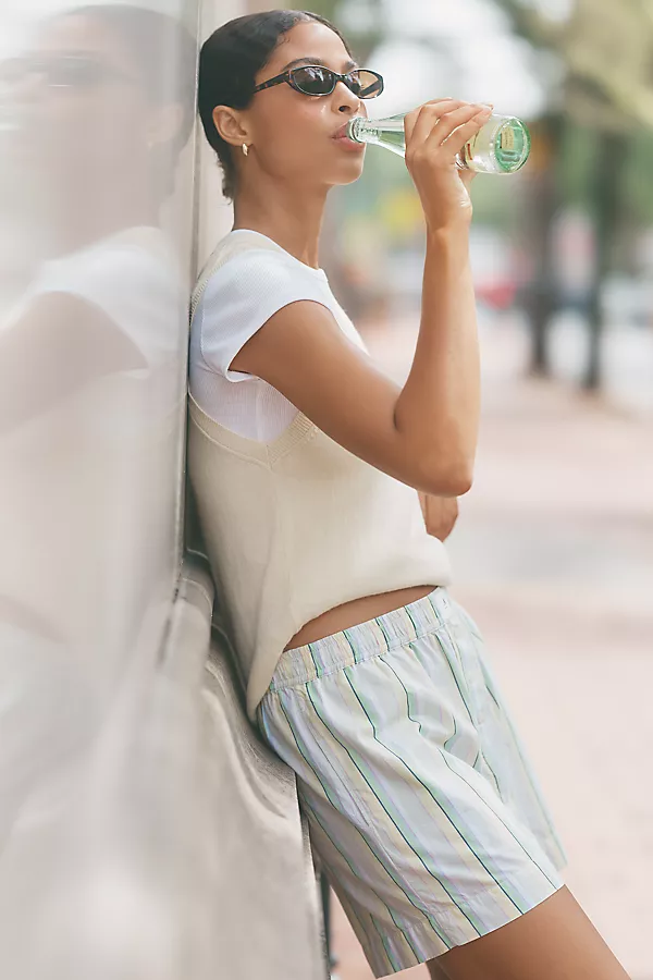 Anthropologie The Wren Boxer Shorts Green Stripe