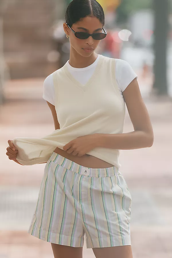 anthropologie The Wren Boxer Shorts Green Stripe anthropologie The Wren Boxer Shorts Green Stripe