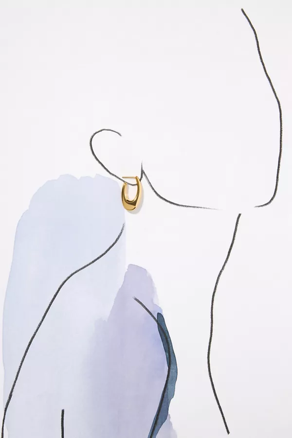 Anthropologie Thick Oblong Hoop Earrings Gold
