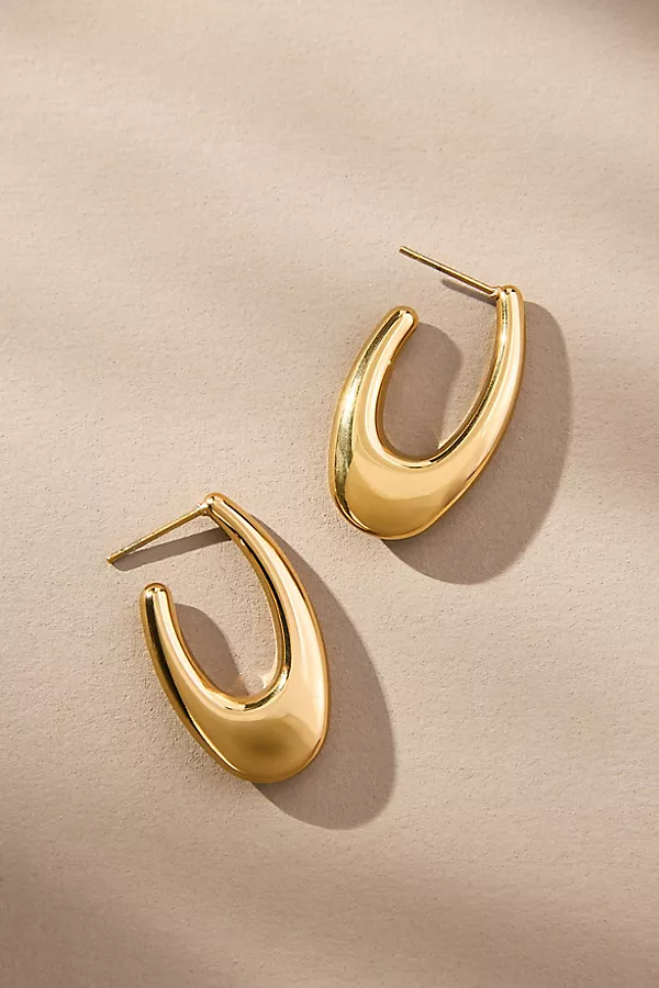 anthropologie Thick Oblong Hoop Earrings Gold