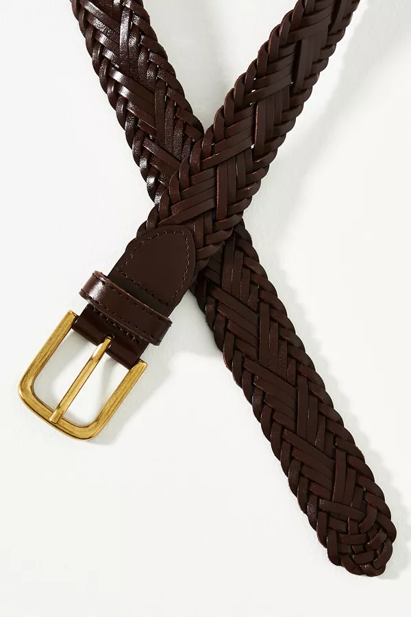 Anthropologie Woven Leather Belt Brown