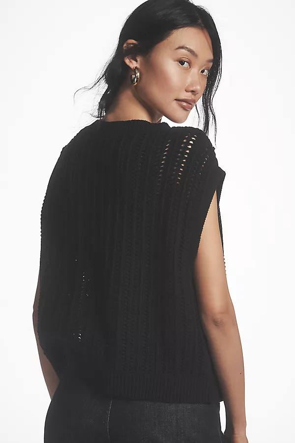 Anthropologie Anthropologie X Central Park West Button-Front Vest Black