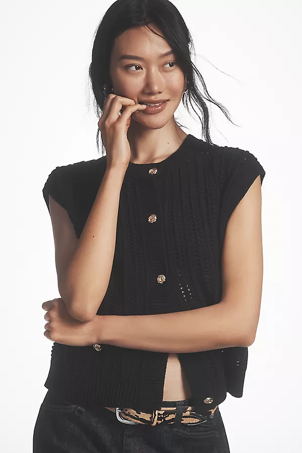 anthropologie Anthropologie x Central Park West Button-Front Vest Black