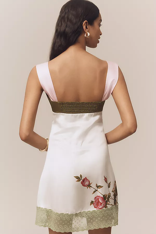 Anthropologie Aston Studio Violet V-Neck Mini Slip Dress Antique Rose