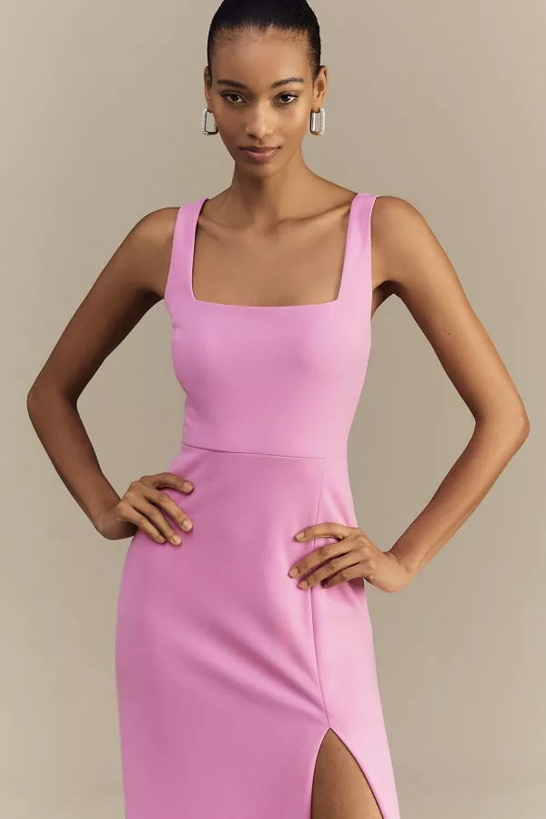 Anthropologie BHLDN Blake Square-Neck Stretch Crepe Maxi Dress Mauve