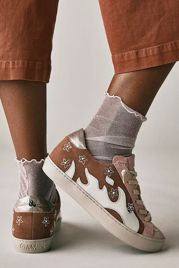 Anthropologie Bibi Lou Gamin Sneakers Brown Pattern