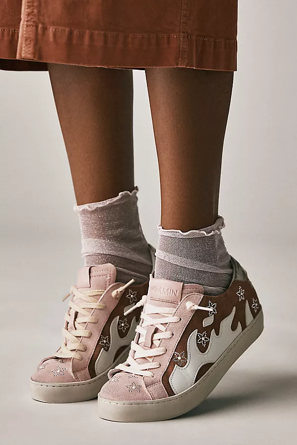 anthropologie Bibi Lou Gamin Sneakers Brown Pattern