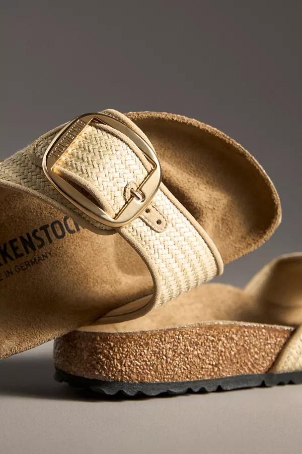 Anthropologie Birkenstock Madrid Big Buckle Raffia Sandals Natural/Un-Glazed