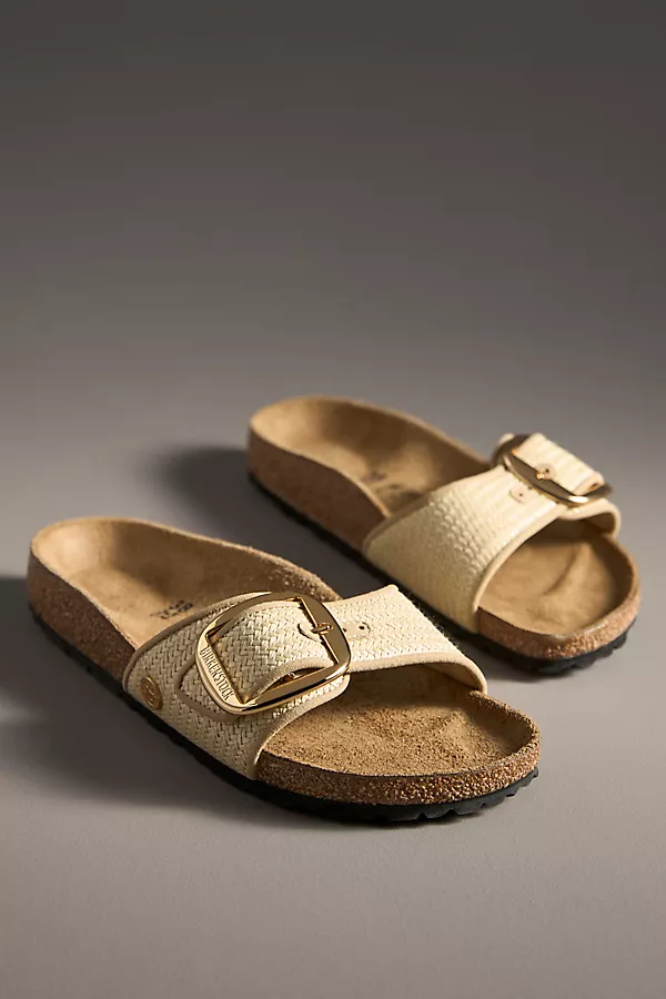 anthropologie Birkenstock Madrid Big Buckle Raffia Sandals Natural/Un-Glazed