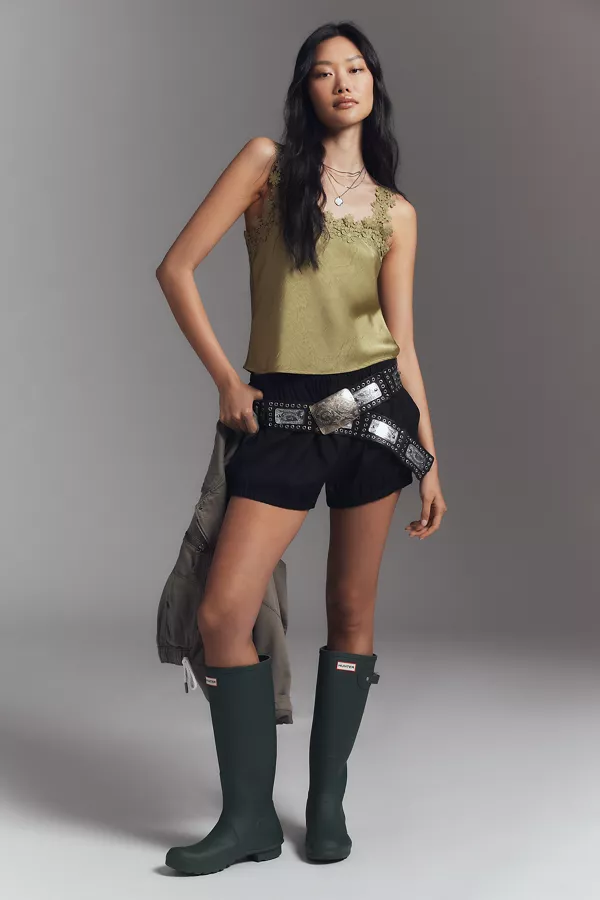 Anthropologie Blue Tassel Sleeveless Floral Top Citrus Zest