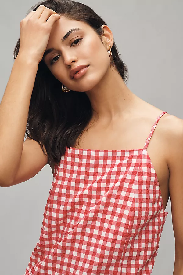 Anthropologie By Anthropologie Apron-Style Mini Dress Raspberry