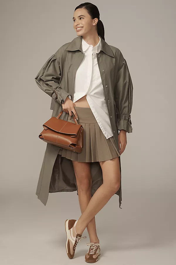 Anthropologie By Anthropologie Belted Trench Coat COOL OLIVE