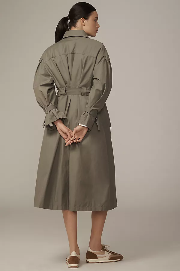 Anthropologie By Anthropologie Belted Trench Coat COOL OLIVE