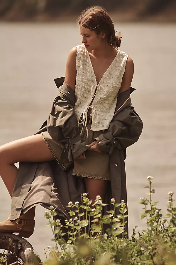 anthropologie By Anthropologie Belted Trench Coat COOL OLIVE
