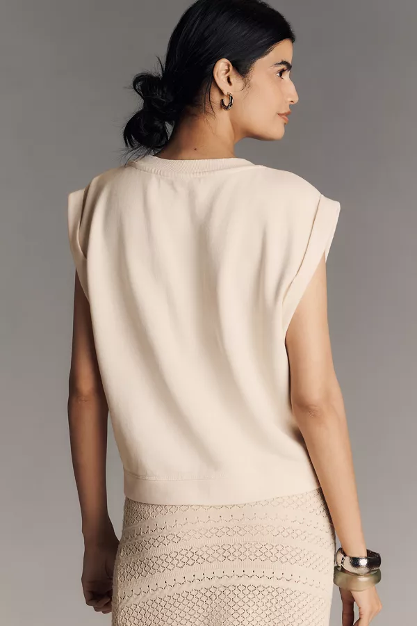 Anthropologie By Anthropologie Floral Appliqué Muscle Tank White Putty