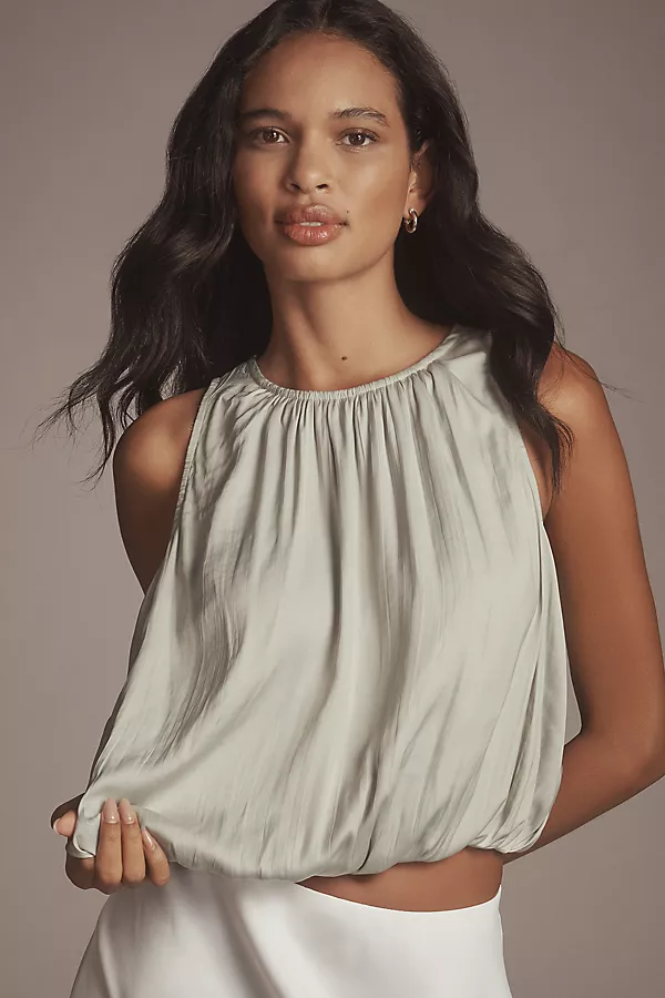 anthropologie By Anthropologie Halter Cropped Bubble Top Mint