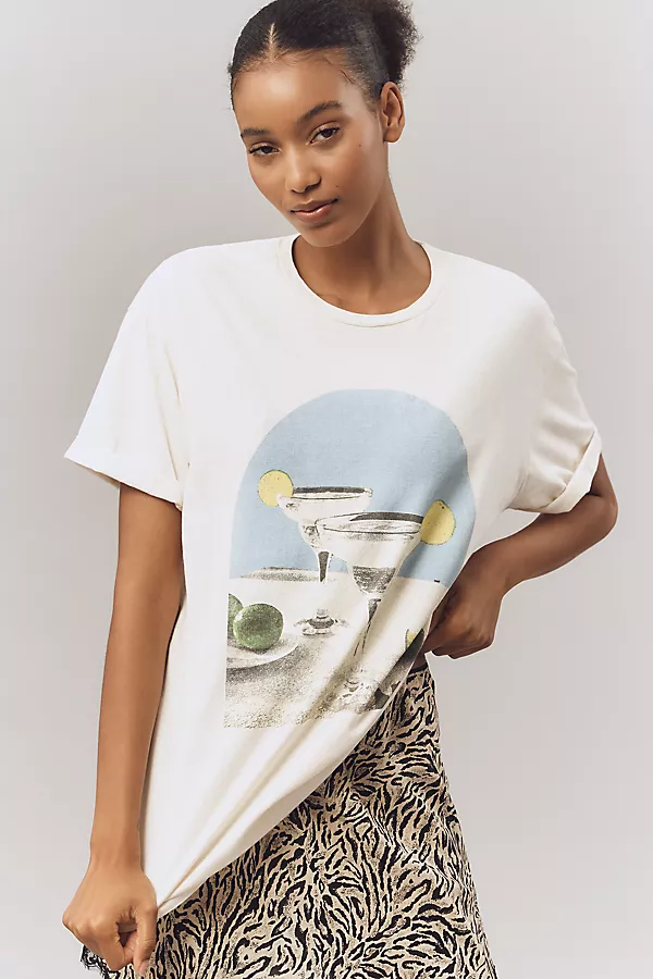 anthropologie By Anthropologie Margarita Oversized Graphic Tee Ivory Margs