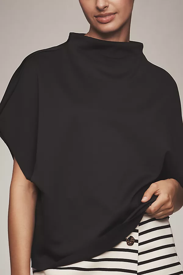 Anthropologie By Anthropologie Mock-Neck Batwing Top Black