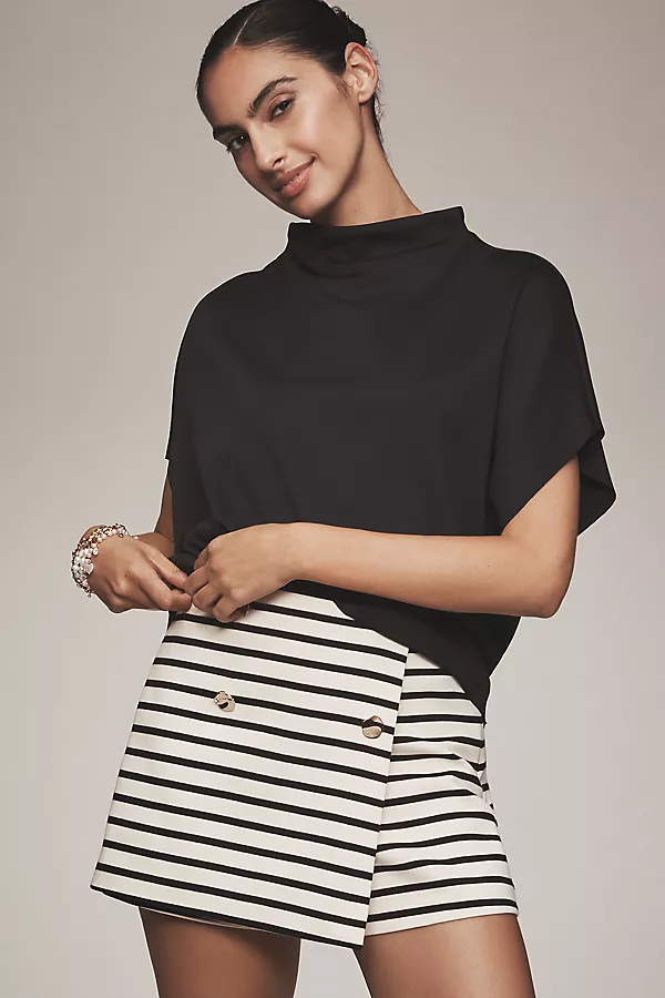 anthropologie By Anthropologie Mock-Neck Batwing Top Black