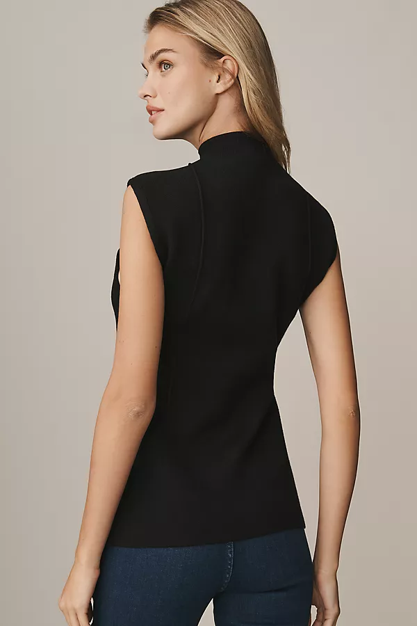 Anthropologie By Anthropologie Mock-Neck Sleeveless Cardigan Sweater Black