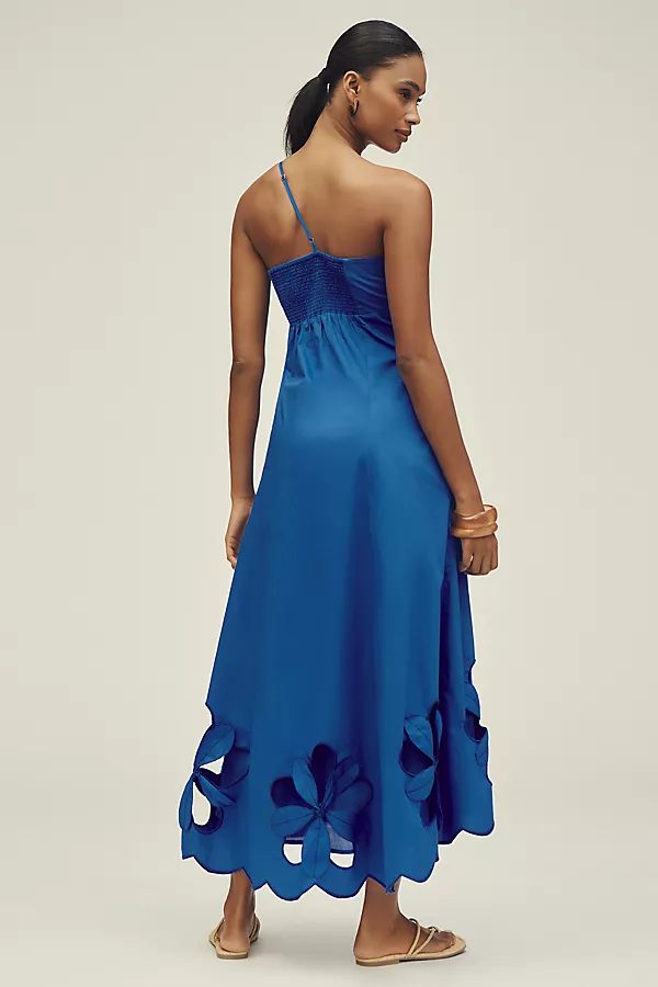 Anthropologie By Anthropologie One-Shoulder Cutwork Dress Bright Cornflower