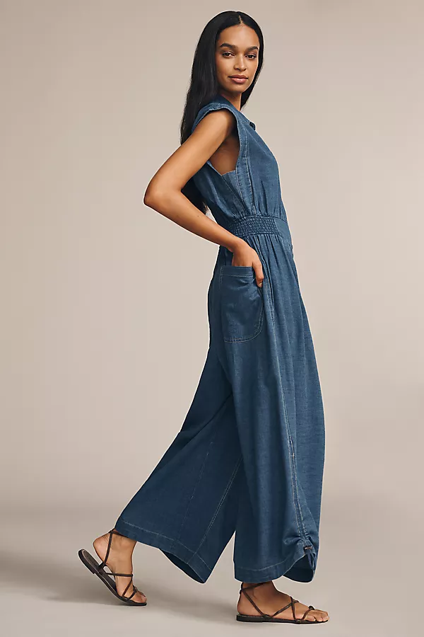 Anthropologie By Anthropologie Parachute Jumpsuit Denim Dark