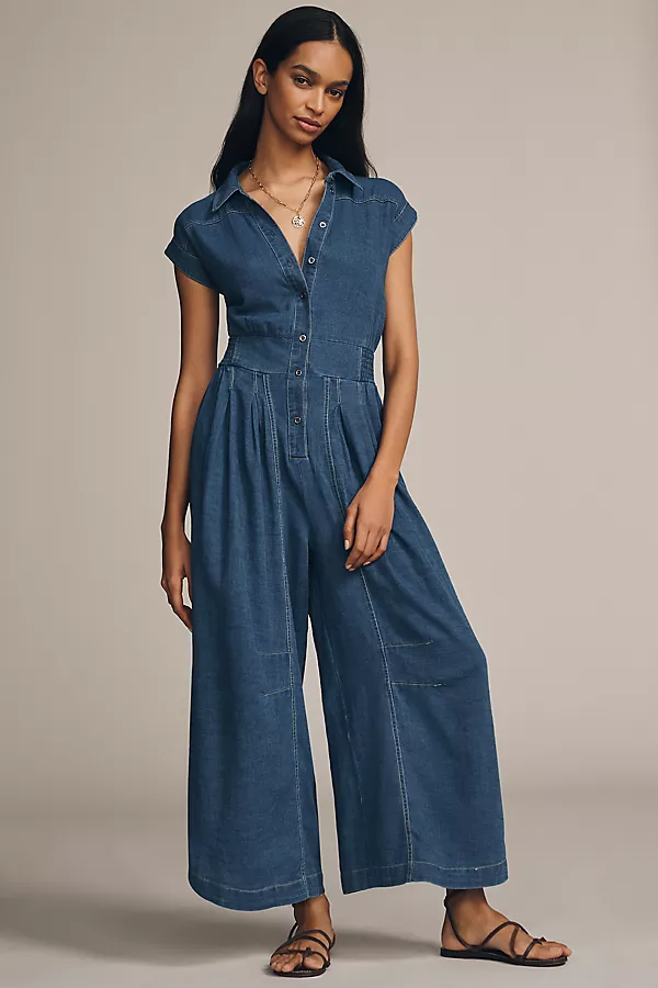 anthropologie By Anthropologie Parachute Jumpsuit Denim Dark