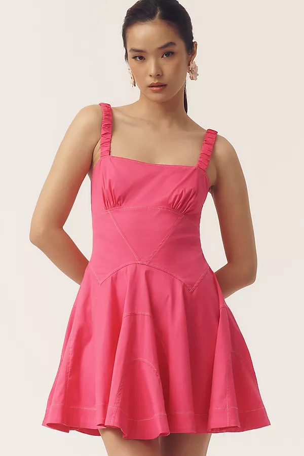 Anthropologie By Anthropologie Plunge Drop-Waist A-Line Mini Dress Pink