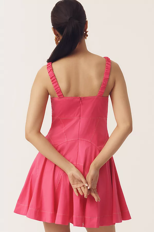 Anthropologie By Anthropologie Plunge Drop-Waist A-Line Mini Dress Pink