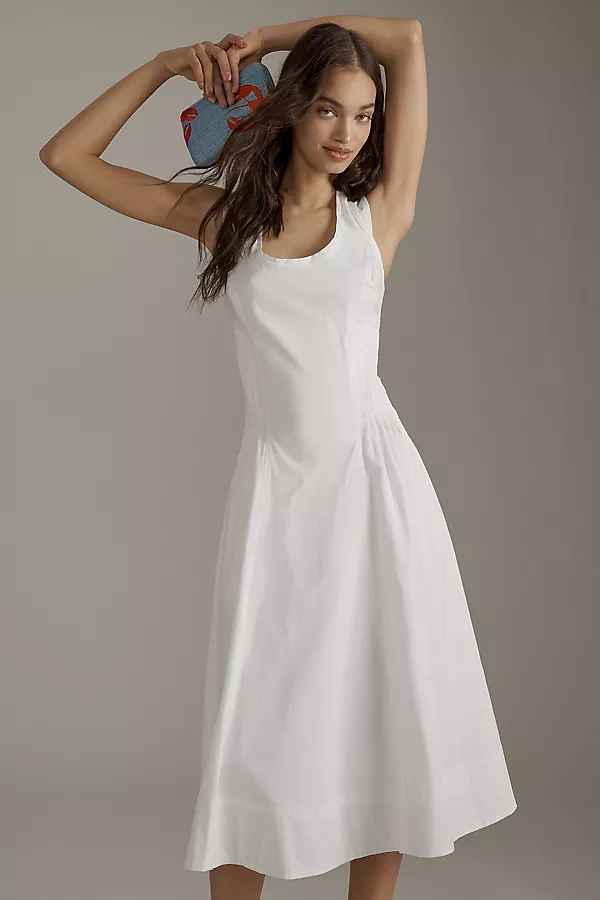 Anthropologie By Anthropologie Sleeveless Scoop-Neck Midi Dress White