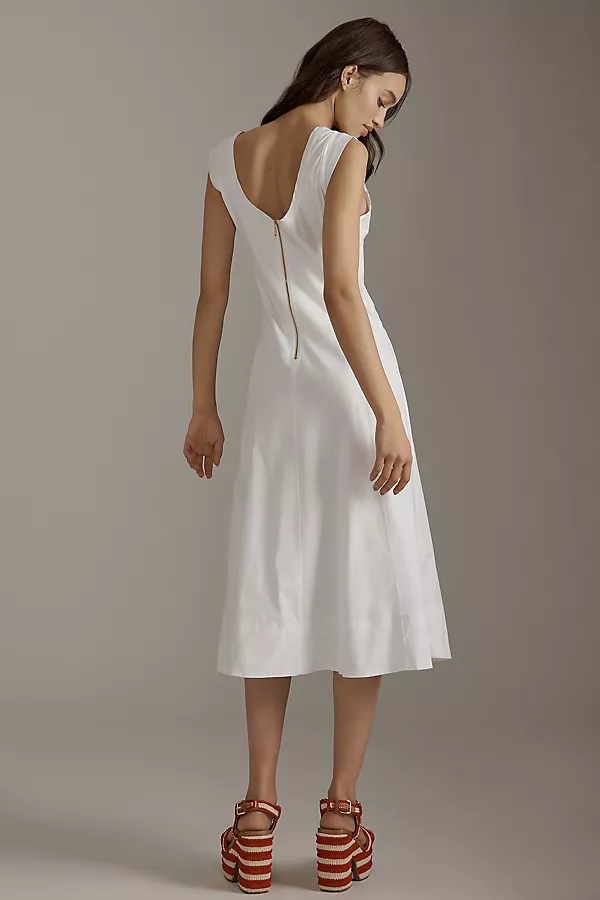 Anthropologie By Anthropologie Sleeveless Scoop-Neck Midi Dress White