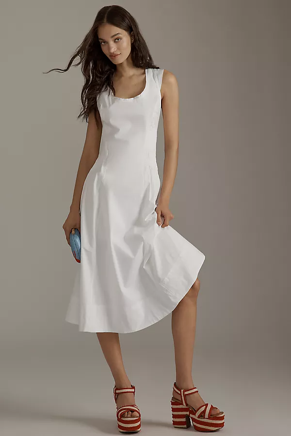anthropologie By Anthropologie Sleeveless Scoop-Neck Midi Dress White
