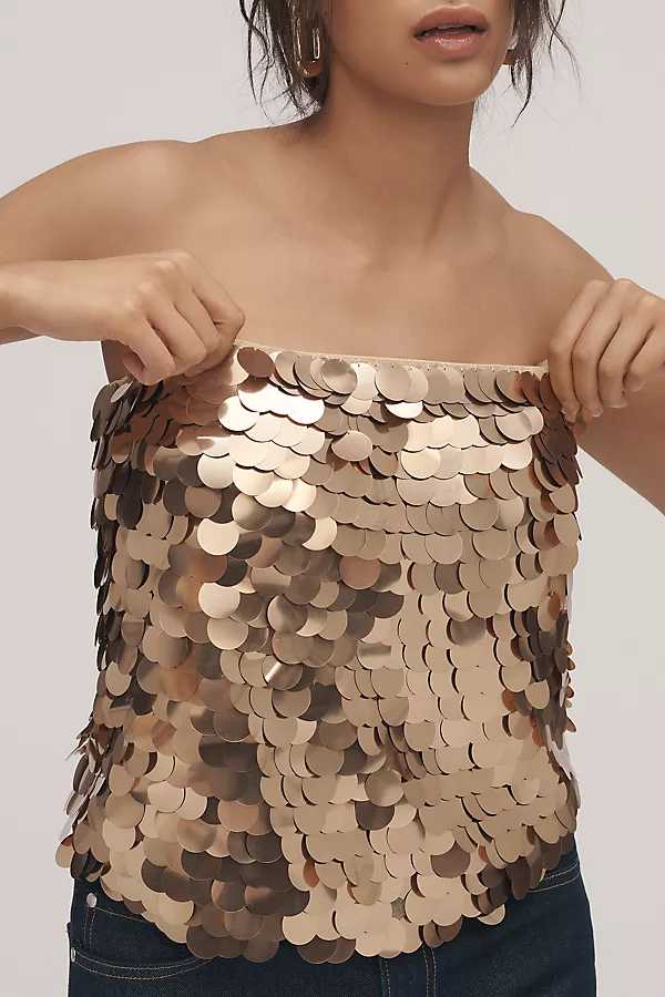 Anthropologie By Anthropologie Sleeveless Sequin Top Silver