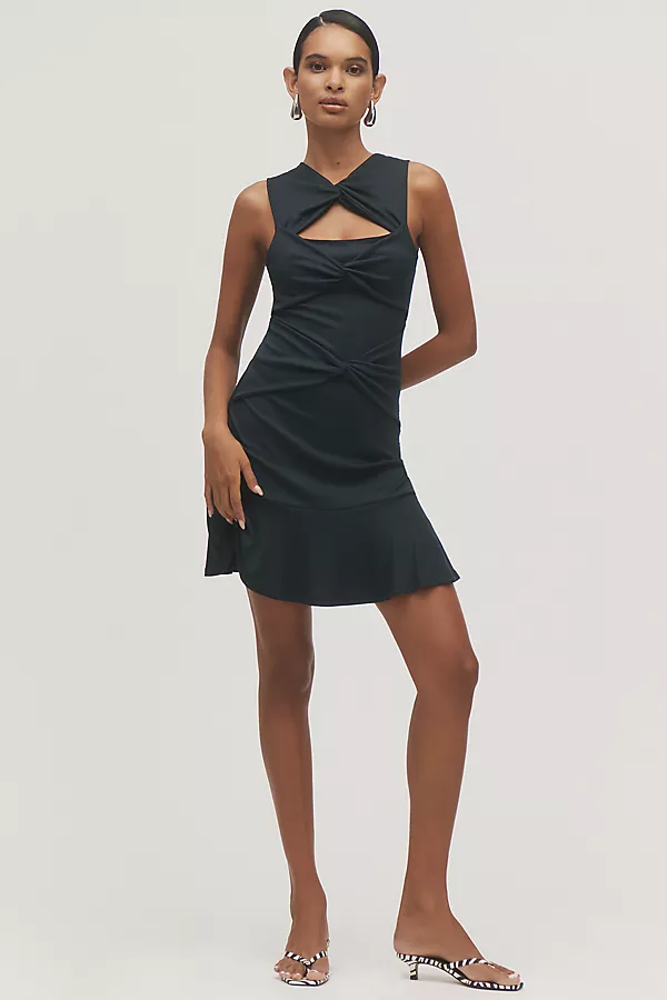 Anthropologie By Anthropologie Sleeveless Twist-Front Mini Dress Black