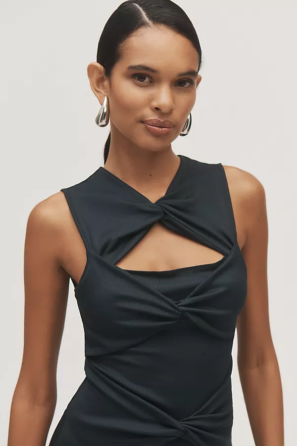 Anthropologie By Anthropologie Sleeveless Twist-Front Mini Dress Black