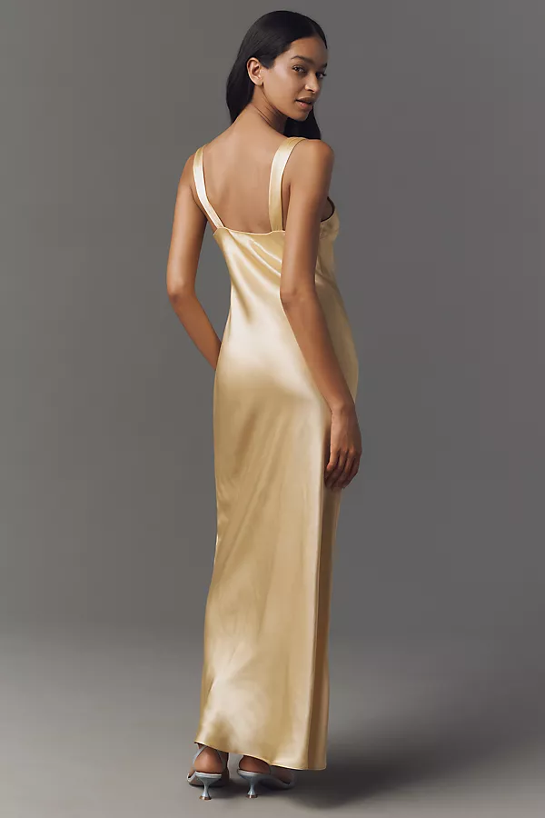 Anthropologie By Anthropologie Sleeveless V-Neck Midi Slip Dress Canary