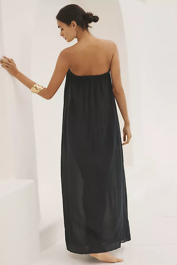 Anthropologie By Anthropologie Strapless Gauze Maxi Dress Black