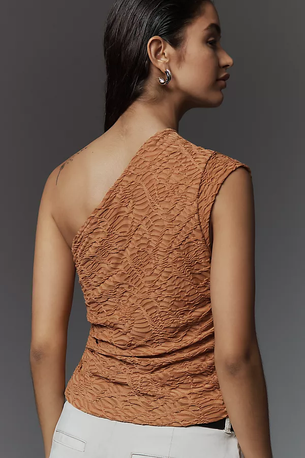 Anthropologie By Anthropologie Textured One-Shoulder Top Orange