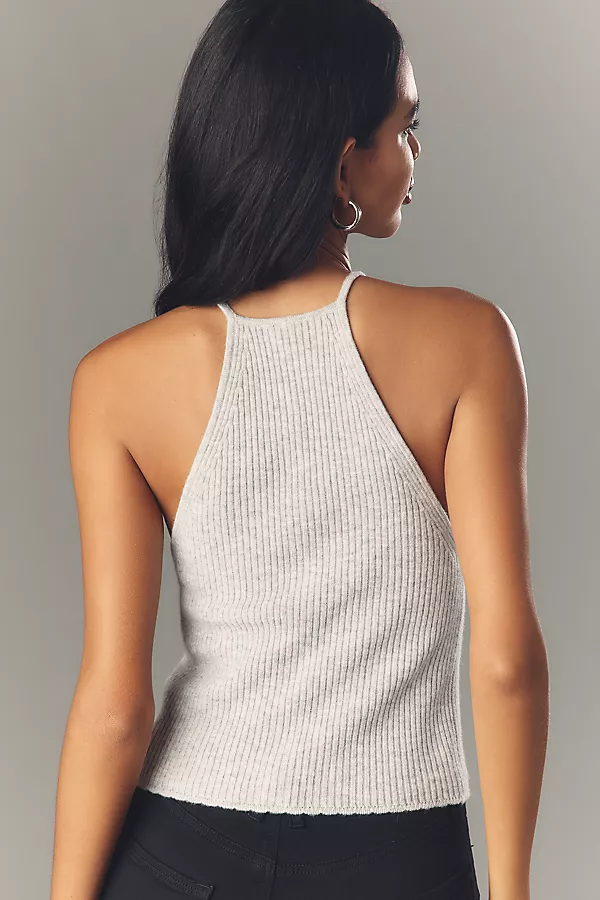 Anthropologie By Anthropologie Wool & Cashmere Button Sweater Tank Mineral Grey