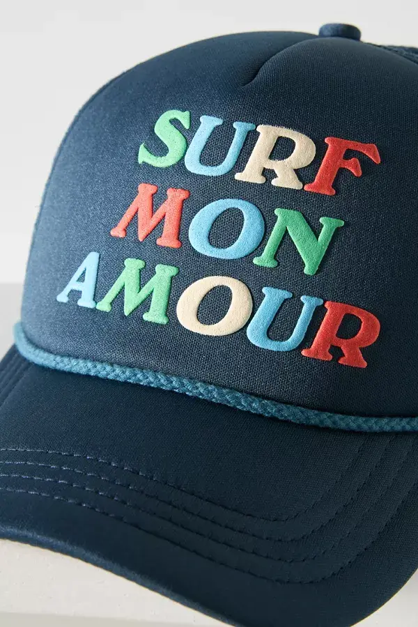 Anthropologie Celandine Seaside Trucker Hat Surf Mon Amour