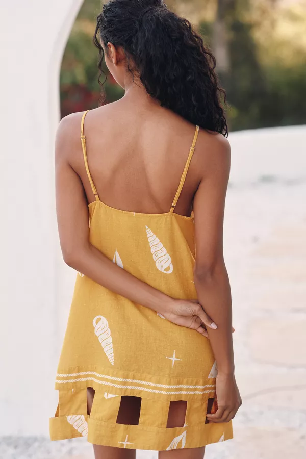 Anthropologie Celandine Square-Neck Cutout Mini Dress Maize