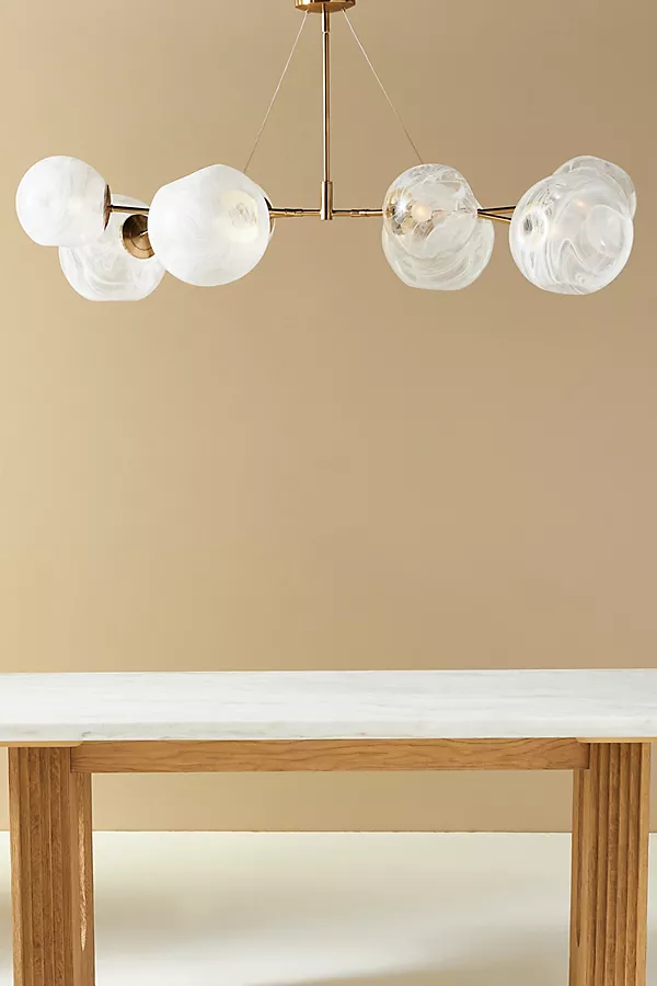 Anthropologie Cloud Organic Glass Globe Chandelier White Glass / Brass