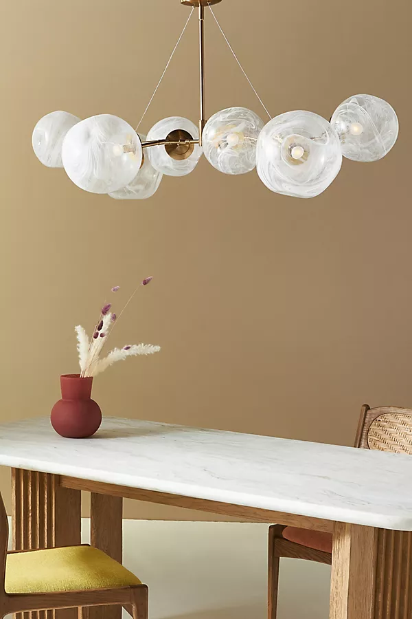 anthropologie Cloud Organic Glass Globe Chandelier White Glass / Brass