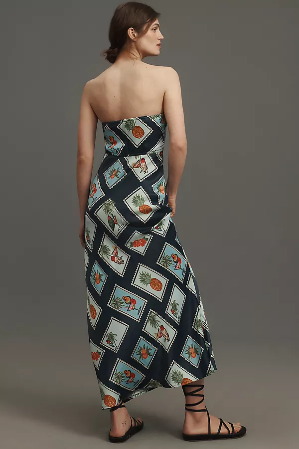 Anthropologie Conditions Apply Chloe Maxi Slip Dress Blue