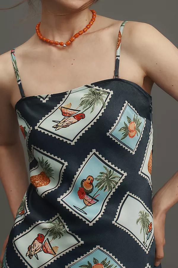 Anthropologie Conditions Apply Chloe Maxi Slip Dress Blue