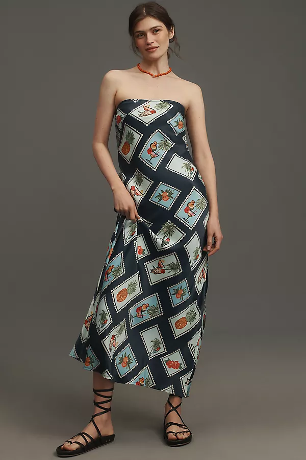 anthropologie Conditions Apply Chloe Maxi Slip Dress Blue