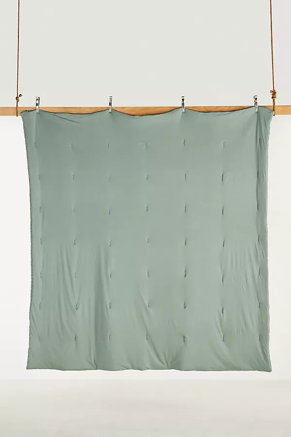 Anthropologie Cotton Jersey Channel Stitch Quilt CHINOIS GREEN