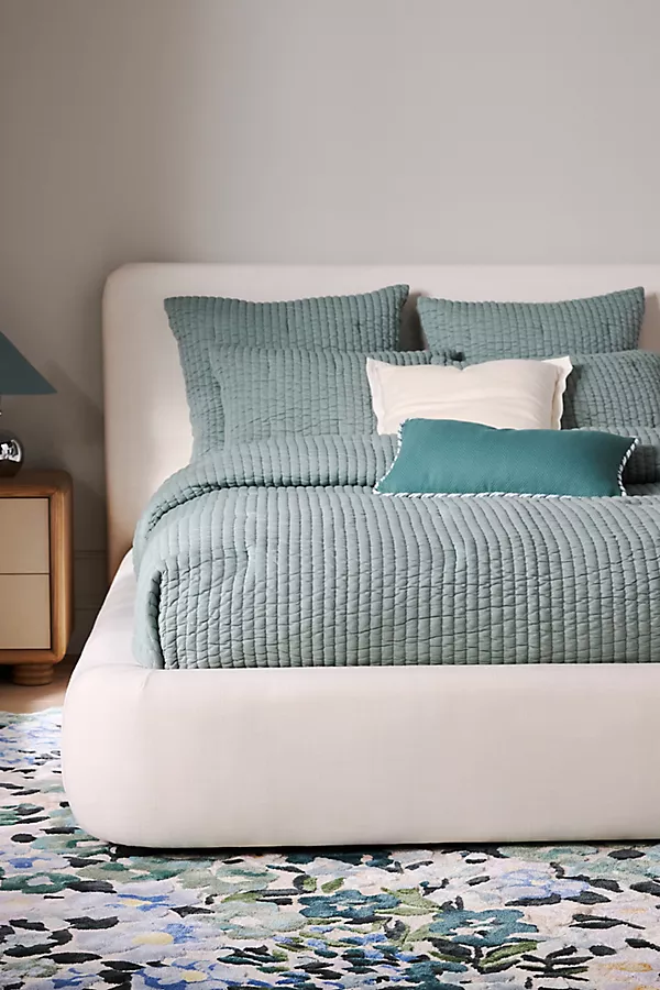 anthropologie Cotton Jersey Channel Stitch Quilt CHINOIS GREEN