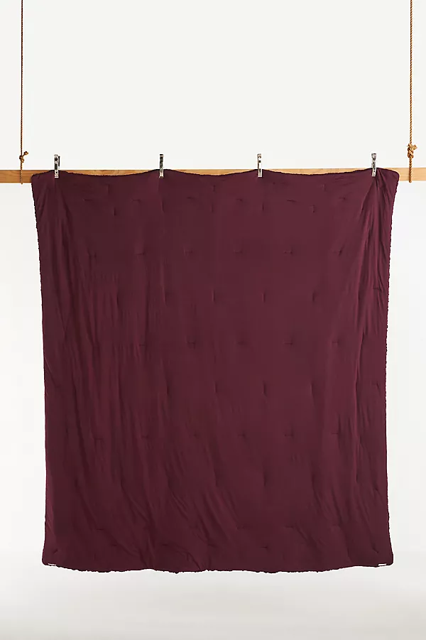 Anthropologie Dahlia Cotton Jersey Floral Quilt Plum