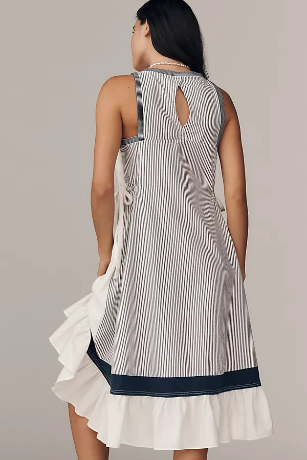 Anthropologie Daily Practice Ball Toss Pleated Midi Tank Dress White